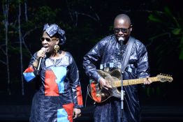 Le chanteur Amadou Bagayoko, membre du légendaire duo de musiciens aveugles \